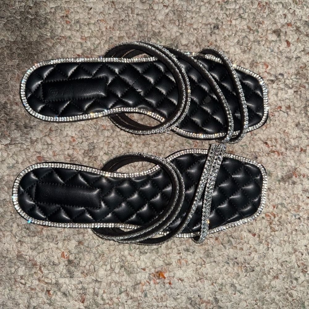 Elegant Black Rhinestone Women's Sandals